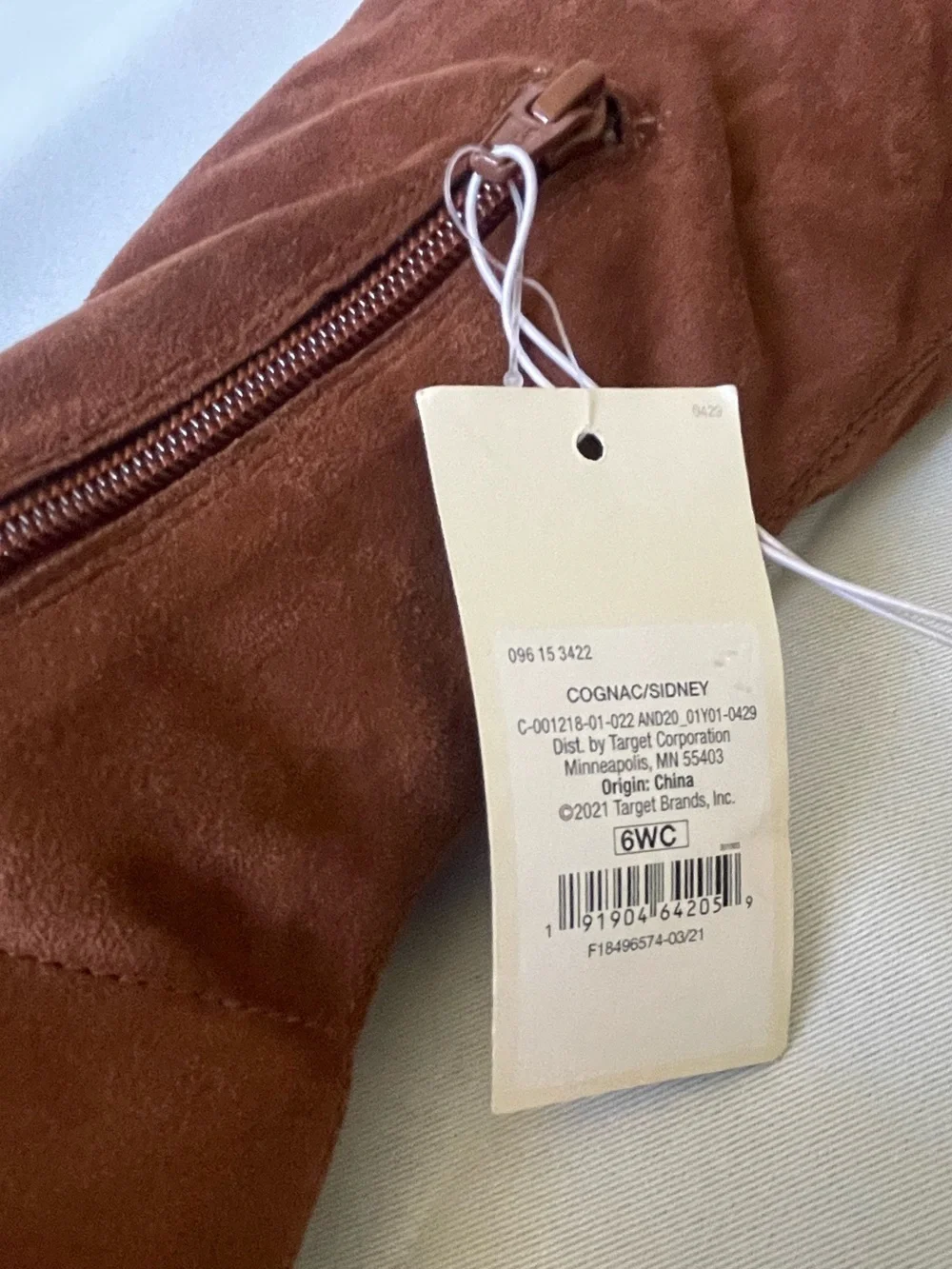 A New Day Cognac Brown Over The Knee Boots Wide Calf Size 6WC Faux Suede Boots